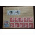 Poststämplat  adresskort med 13 frimärken 1972 - Hultsfred  - Karlstad