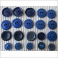 20 Olika blåfärgade fina knappar 12 - 19 mm