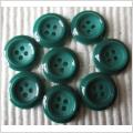 8 snyggt gröna oanvända 4 -håls knappar 17 mm