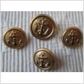 Retro vintage 4 oanvända metallknappar med ankare 18 - 21 mm
